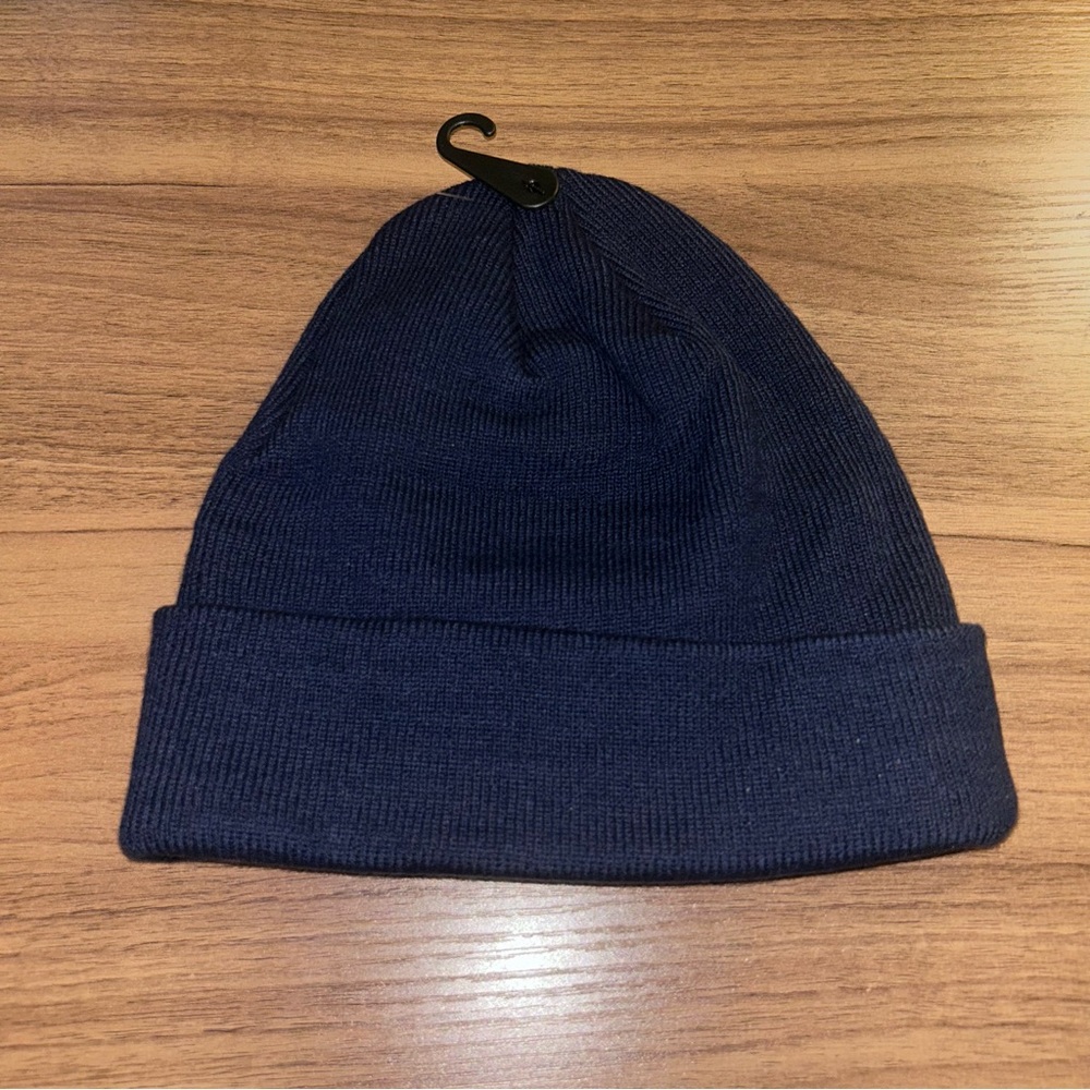 Timberland Beanie Hat Stocking Cap Cuffed Winter Knit Navy Men's One Size - Picture 2 of 3